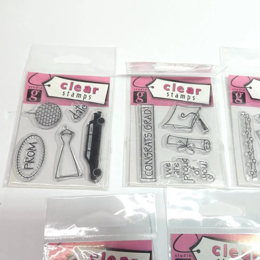 Studio G Clear Stamps Lot 7 Celebration Set Prom Grad Wedding Party Birthday